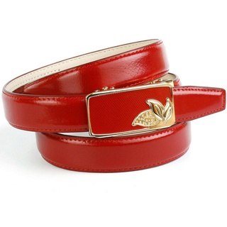 Anthoni Crown Ledergürtel in rot mit, Schnalle mit kleinen Blättern rot 75