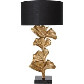 riess-ambiente.de Design Tischlampe GINKGO 70cm schwarz Stoffschirm gold Metall handmade Marmor-Fuß