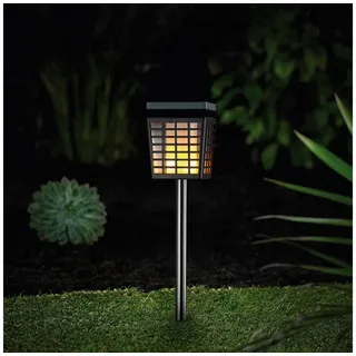 MeLiTec LED Solarleuchte Garten SO46, LED fest integriert, Kombi-Modell Flammeneffekt