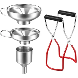 Edelstahl Trichter Set Küche Strainer Trichter Mit Einmachgläser Heber | Marmeladentrichter Einfülltrichter Metalltrichter Glasheber Von Flüssigem Öl-Pulver, Gewürzen, Bohnen Und Marmelade
