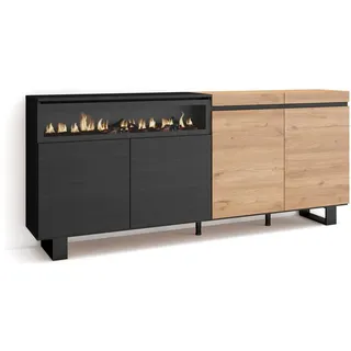 SKRAUT HOME Sideboard,, Mehrfarbig, Holzwerkstoff, Rechteckig, 35x87x200 cm, Wohnzimmer, Kommoden - Sideboards, Sideboards