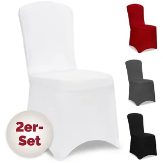 Detex Stuhlhusse, 2er Set Stretch Hussen Stühle OEKO-TEX Weiß Hochzeit Stuhlüberzug weiß