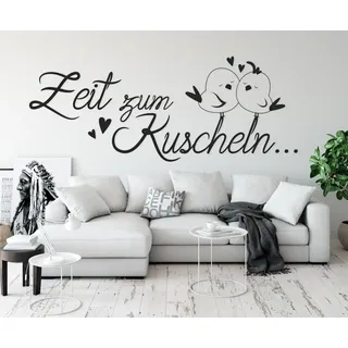 tjapalo® a8 wandtattoo Zeit zum Kuscheln Wandtattoo Schlafzimmer spruch liebe Wandtattoo Wohnzimmer romantisch Wandsprüche paare, Farbe: Schwarz, Größe: B160xH58cm