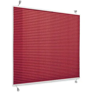 casa pura Plissee Magic, Erhältlich in verschiedenen Farben & Größen, Verschrauben oder mit Klemmhalterung, Verschrauben oder mit Klemmhalterung rot 110 cm x 200 cm