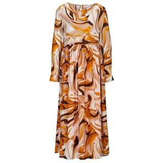 Rich & Royal Maxikleid Maxikleid mit Verlaufsmuster mit Manschetten an den Ärmeln orange 38