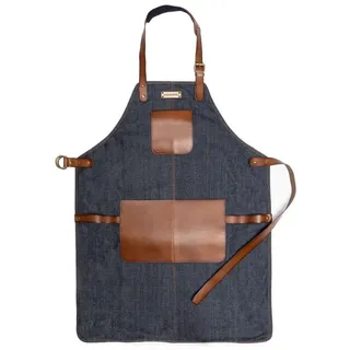 DRAKENSBERG Grillschürze Herren »Bob« Denim-Blau, Premium Jeans Koch- und Grillschürze für Männer, strapazierfähig blau