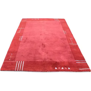 Wollteppich MORGENLAND "Nepal Teppich handgeknüpft rot" Teppiche Gr. B/L: 160 cm x 230 cm, 18 mm, 3,68 m2, 1 St., rot Nepalteppich Nepal-Teppiche handgeknüpft