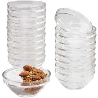 20 Stück 2,8 Zoll klare kleine Glasschälchen, 2,56 OZ extra dicke runde dessertschalen glas, stapelbare Mini-Küche Glasschalen für Spülmaschine und Mikrowelle für Gewürze Sauce Eis Nüsse Süßigkeiten