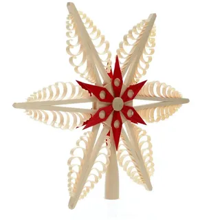 Christbaumspitze Baumschmuck Christbaumspitze Mitte mit Holzstern Rot (Beidseitig) rot
