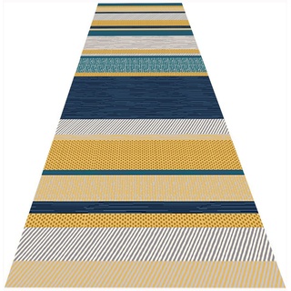 Siunwdiy Läufer Teppich Lang Flur rutschfest Waschbar Küche Modern Streifen Küchenläufer Teppichmatten, Polyester Meterware Korridor Teppichläufer Flur für Wohnzimmer Schmutzfangmatte,Gelb,60x400cm