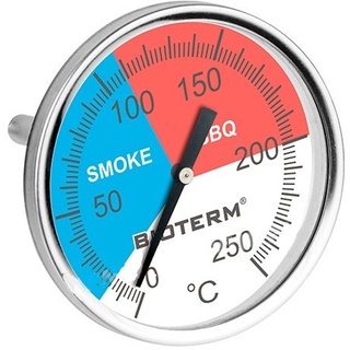 BROWIN® Analog Grillthermometer | Thermometer für Smoker und Grill | Deckelthermometer für BBQ und Räucherofen | Rauchgasthermometer aus Edelstahl (Analog Grillthermometer Ø 54 mm)