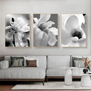 Martin Kench 3-teiliges Premium Poster Set, Aesthetic Blume Schwarz Weiß Löwenzahn Bilder Moderne Wandbilder, Wohnzimmer Schlafzimmer Wanddeko ohne Rahmen (A,30x40cm)