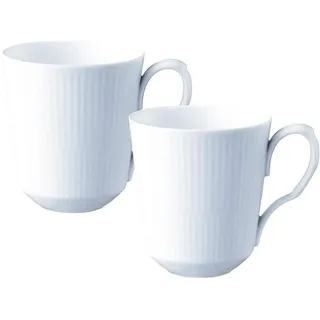 Royal Copenhagen, Tasse, Weiss Gerippt Becher (2x)