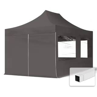 TOOLPORT Faltpavillon Economy 3 x 4,5 m inkl. 2 Seitenteile dunkelgrau 59045