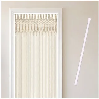 Cozyor Türvorhang Makramee 132 x 200 cm Boho Vorhang Fenstervorhang Raumteiler (1 St), Schlaufen, Baumwolle, mit Vorhangstange ohne Bohren beige, Wandteppich Wandbehang beige