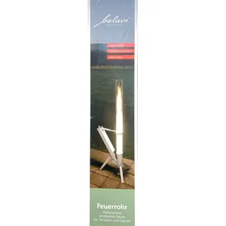 belavi Feuerrohr Edelstahl, Sicherheitsglas/Dekoratives Ambiente-Feuer für Terrasse und Garten Pelletfackel, einfache Montage KEIN SCHWEIßEN