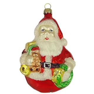 Haberland Glasschmuck Lauscha Christbaumschmuck Großer Weihnachtsmann mit Rucksack bunt 13 cm Lauschaer Glas