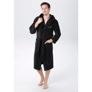 Unisex-Bademantel BRUNO BANANI "Daniel, ideal für Sauna & Spa, Hotelbademantel, Morgenmantel" Gr. XXL, grau (anthrazit), XXL, Veloursfrottier, Hausmäntel, Damen & Herren Bademantel, lang, mit Taschen, S-5XL