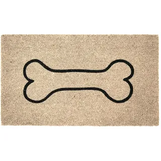 Fisura - Fußmatte außen Knochen aus Kokosnuss mit Rutschfester PVC-Rückseite. Lustige Welcome Fußmatte. Handbemalt. Größe: 70 cm x 40 cm. Farbe: schwarz und weiß.