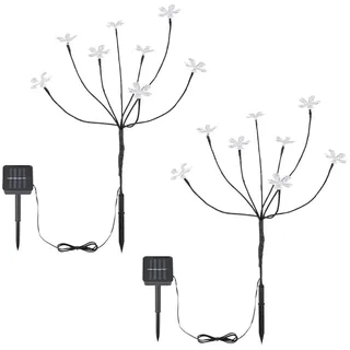 ETC Shop Solarleuchte Metall Glas H 62 cm 2er Set bunt