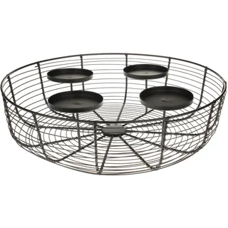 MACOSA CP31899 Adventskranz schwarz Metall 36 cm modern Elegantes Adventsgesteck 4 Kerzenhalter Tisch-Dekoration Advent Weihnachtsdeko Metallkranz Drahtkranz Dekokranz