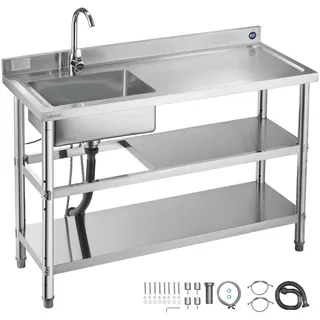 Vevor Spültisch Spülbecken 120 x 50 x 94 cm Edelstahl