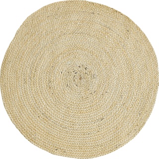 -LUXOR- living Teppich IBO runder Boho Jute Teppich Schlafzimmer handgewebtes Naturprodukt aus natürlichen Pflanzenfasern 60 cm rund beige