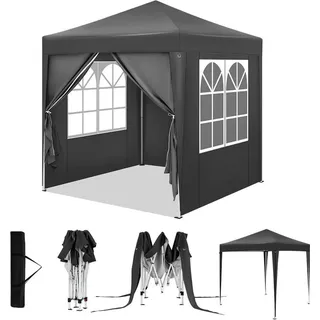 WOLTU Pavillon 2x2 m, mit 4 Seitenwänden, Partyzelt wasserabweisend UV-Schutz 50+, Anthrazit, Anthrazit - Schwarz