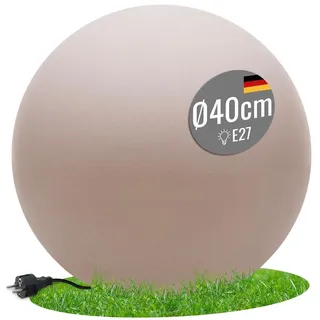 8 seasons LED Kugelleuchte 40 cm Shining Globe (Sand) Kugellampe für außen | wetterfest IP65, LED austauschbar, E27-Fassung, warmweißes Licht, mit Strom, Leuchtkugel für Garten, Terrasse, Balkon
