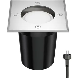 ledscom.de Bodeneinbaustrahler REJA für außen Edelstahl eckig IP67 inkl. GU5.3 LED (warmweiß, 4,99W, 430lm, 100°)