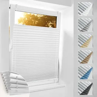 luxuskollektion Plissee Verdunkelung ohne Bohren Klemmfix 110 x 130 cm Weiß