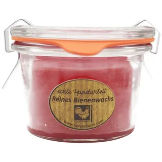 Bienenwachskerze im Weckglas, 100% reines Bienenwachs, Dunkelrot, KERZENFARM HAHN, 50/70 mm, 80 ml, Brenndauer ca. 6,5h