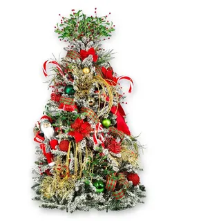 Laalu Weihnachtsbaum, Weiß, Rot, Grün, Gold, Kunststoff, Tanne, 210 cm, Dekoration, Weihnachtsdekoration, Weihnachtsbäume & Zubehör