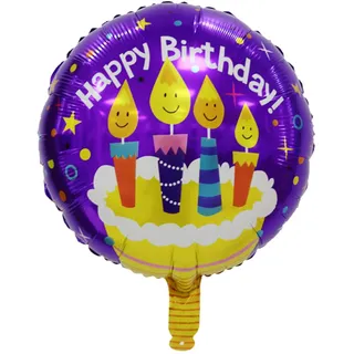 Folienballon Happy Birthday, Runder 45cm Geburtstagsballon mit Torte und Kerzen Design, Lila, Perfekt für Geburtstagsfeiern, Überraschungspartys, Dekorationen und Geschenkideen