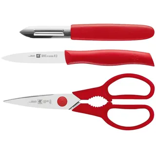 Zwilling Messer, Edelstahl, Silber/Rot, Einheitsgröße