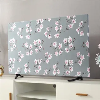 Treer TV Abdeckung Staubschutzhülle, Hülle Bezug für Fernsehen Schutzhülle Universal Fernseher Hülle Elastisch Staubschutz für 19-70 Zoll TV/PC-Bildschirme (Rosa Blüten,24 Zoll)
