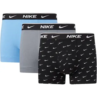 Nike Everyday Cotton Stretch Trunks Swoosh Print/Grey/Uni. Blue M 3er Pack