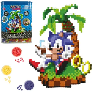 TOMY Jixelz Remix Sonic The Hedgehog Bastelset – Chillin' Sonic – keine Hitze oder Kleber erforderlich – STEM Bauspielzeug – Pixelkunst für Schreibtisch, Schlafzimmer oder Studentenwohnheim – 1200+ Teile –