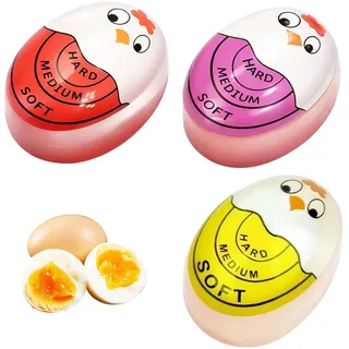 Eggtimer,3 PCS Farbwechsel Eieruhr Sicher Ungiftige Haltbare Egg Timer | Mitkochen Anzeige Hart Medium Weich für Gekochte Eier Wiederverwendbar Eierzubehör Lustig für Kinder