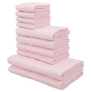 my home Handtuch Set Vanessa, Duschtücher 70x140, Handtücher 50x100, Gästetücher 30x50, Walkfrottee (Set, 10-St), Handtücher mit Bordüre, 100% Baumwolle, einfarbig, weich rosa