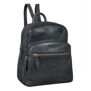 Benthill Rucksack Echt Leder Echt-Leder - Kurierrucksack Fahrradrucksack Trekkingrucksack - Damen Herren Rucksack - Lederrucksack - Schwarz