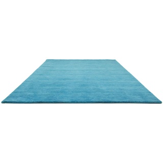 Wollteppich MORGENLAND "GABBEH FEIN UNI" Teppiche Gr. B/L: 200 cm x 300 cm, 18 mm, 1 St., blau (hellblau) Schurwollteppiche