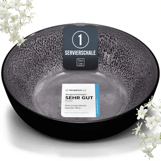 Steingut Servierschüssel Ibiza TESTSIEGER, Traumhafte Mediterrane Salatschüssel, Servierschale - Bowl Schüssel Groß, Salatschale - Pure Living in Grau