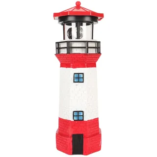 Tomotato Solar Leuchtturm, 360 Grad Drehbare LED Solar Leuchtturm | 27.5×9.5cm Lampe Dekoration für Garten, Terrasse, Balkon, Rasen im Freien(Rot)