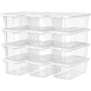 Songmics Schuhboxen mit Deckel 12er Set Transparent