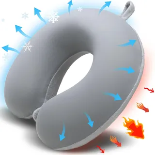 Nackenkissen Flugzeug, Reisekissen Memory Foam U-förmiges Travel Neck Pillow Nackenhörnchen Erwachsene, Sommer Flugzeug Kissen Tragbar Reisekissen Flugzeug für Flugzeug Auto Büro (Samt+Eisseide)