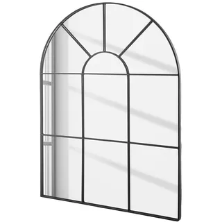 BUTLERS Wandspiegel Eisen - FINESTRA - Halbbogen | Farbe Schwarz - 50x70 cm - Kristallspiegel für Flur & Wohnzimmer - Flurspiegel für Wand & Kommode - Fensteroptik