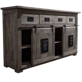 Loft Industrial Style Sideboard Mango Holz massiv dunkel Schrank grau Kommode