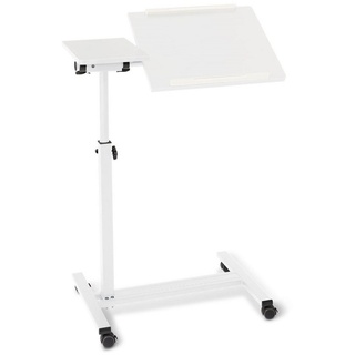 aktivshop Beistelltisch auf Rollen (Stehtisch, Tischplatte neigbar, klappbar), höhenverstellbar, breitenverstellbar weiß