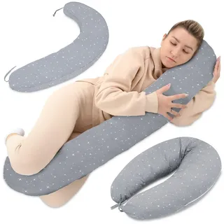Totsy Baby Stillkissen 190 cm Sterne Grau/Dunkelblau